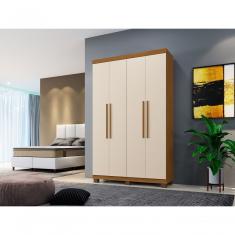 Roupeiro Milão 4 Portas 3 Gavetas Benetil Cinamomo/off White