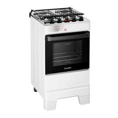 Fogão Esmaltec IDEAL Top T4IAB Branco 4 Bocas com Mesa de Inox e Acendimento Automático Forno 50L – Bivolt