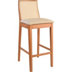 Banqueta Arizona Madeira Maciça Encosto Tela Sling - Refinatto, Amêndo