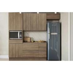 Cozinha Modulada Completa Maxxi 5 Peças (2 Armários + 1 Balcão + 1 Paneleiro + 1 Complemento) C5P29 Nogal - Kappesberg