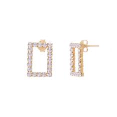 Brinco Delicado Strass Folheado A Ouro 18K