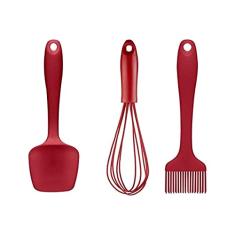 Kit Confeitaria para Servir Silicone Vermelho Com Espátula Pincel e Batedor Multilaser - UD093