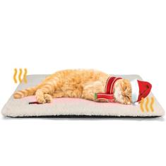 Cama de gato autoaquecedora tapete de cachorro 61 x 45 cm almofada térmica extra quente para animais de estimação internos e externos com capa removível, parte inferior antiderrapante lavável