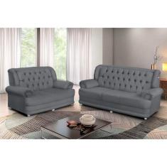 Conjunto de Sofá 2,00 x 1,50m 3 E 2 Lugares Suede Finlândia Cinza - So