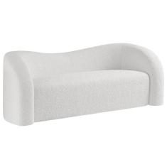 Sofá Curvo 3 Lugares Orgânico Sala Recepção Escritório Coréia 200cm Bouclé Cor Branco