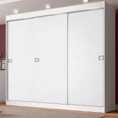 Guarda Roupa Casal Napoli 3 Portas de Correr 4 Gavetas MDP Branco Madesa