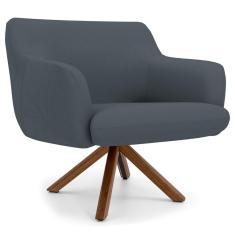 Poltrona Decorativa Giratória Jade C-03 Corano Cinza Domi Móveis