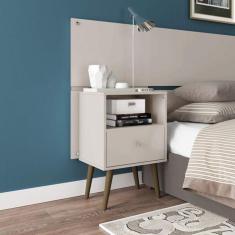 Mesa de Cabeceira 1 Gaveta retrô MB2014 Off White - Móveis Bechara