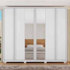 Guarda Roupa Casal 2.7 com Espelho 6 Portas 4 Gavetas Suburban Branco Fosco