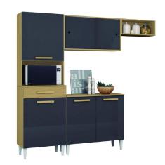 Cozinha Completa com Armário Aéreo e Balcão 6 Portas 1 Gaveta Atacama / Grafite Isabelle Aramóveis