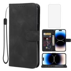 Wanyuexes Capa para iPhone 14 Pro, capa carteira para Apple 14 Pro de 6,1 polegadas com protetor de tela de vidro temperado, toque de pele PU, flip fólio, suporte para cartão de crédito, suporte para