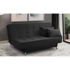 Sofá Cama 3 lugares 1,80m Diana Suede Preto Adonai Estofados