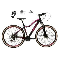 Bicicleta Aro 29 Feminina KSW MWZA Shimano Altus 27v K7 Freios Hidráulicos Kit 3x9 Trava Pneus Bege-Feminino
