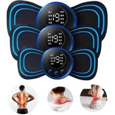 Mini Massageador Kit com 3 Pulso Elétrico EMS Portátil Recarregável Aparelho Alivia Dor Muscular Tensão Pescoço Coluna Lombar Pernas Braços Abdomen Estimulador Relaxamento