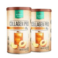  kit Collagen Pro (450g) Nutrify Chá Mate com Pêssego 2 unidades