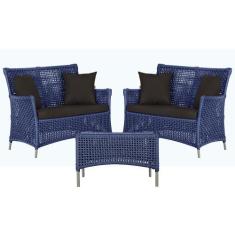 2 Sofás Área e Mesa Igapó Alumínio Pintura Fendi Corda Náutica Estofad