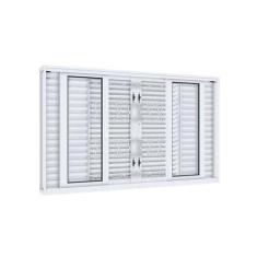 Janela Veneziana de Correr Central Flex 6 Folhas com Grade Mosaico Fac