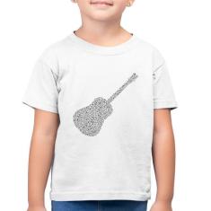 Camiseta Algodão Infantil Violão Notas Musicais - Foca na Moda, Branco
