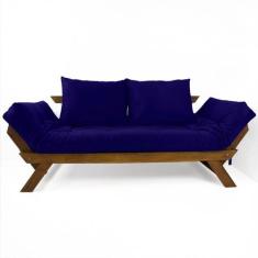 Sofá Japão Futon Acquablock Azul Royal Madeira Imbuia - R9 Design Futo