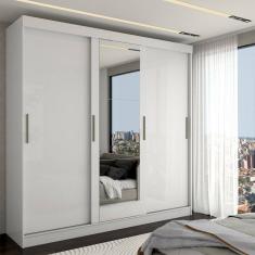 Guarda-Roupa Casal Kate 3 Portas 2 Gavetas com Espelho Branco - Panorama Móveis