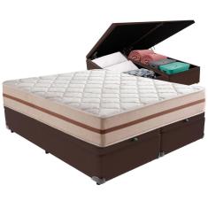 Cama Box Baú Marrom E Colchão Classic 22 Cm Molas Ensacadas Queen Anjos