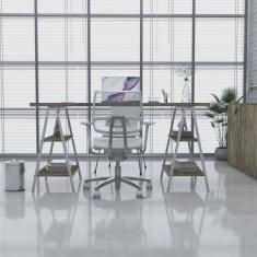 Escrivaninha Cavalete 150Cm 4 Prateleiras Estilo Industrial Kuadra