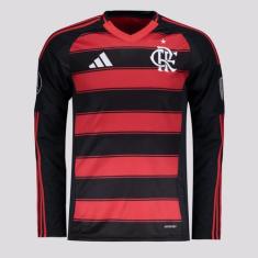 Camisa Adidas Flamengo I 2025 Manga Longa Patch Libertadores, M