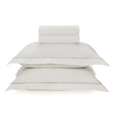 Jogo de Cama Queen 200 Fios Percal 100% Algodão Deliz Branco/Cinza