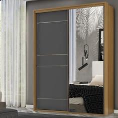 Guarda Roupa Solteiro MDF 2 Portas 1 com Espelho 170 cm Qualitá Belmax