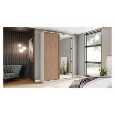 Guarda Roupa Solteiro Ambiente New Predileto Areia Jequitibá com Espel