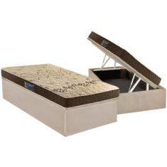 Cama Box Baú Solteiro: Colchão Espuma Anjos D28 Confort + Base CRC Sue
