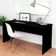 Mesa De Escritório Escrivaninha Tampo 160cm Preto - Netmobil