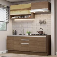 Cozinha Completa Madesa Glamy 200003 com Armário e Balcão (Sem Tampo e Pia) - Rustic