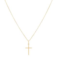 Colar Cordão Corrente 40cm Pingente Crucifixo Joia Ouro 18k 750