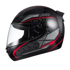 Capacete Sky Two Soldier Preto Brilho Transf Vermelho 56