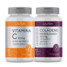 Vitamina C + Zinco 500mg - 60 Cápsulas - Lauton Nutrition + Colágeno Hidrolisado 60 Comprimidos