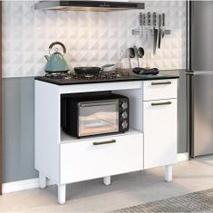 Balcão para Cooktop 5 Bocas 2 Portas 1 Gaveta Master Zanzini Branco Lacca