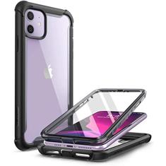 i-Blason Capa Ares para iPhone 11 de 6,1 polegadas (versão 2019), capa amortecedora transparente resistente de camada dupla com protetor de tela integrado (preto)