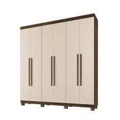 Guarda Roupa Casal 6 Portas 3 Gavetas Milão Benetil Móveis Imbuia/Off White