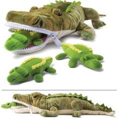 Conjunto de brinquedos Plushlings Crocodile com 3 bebês de crocodilos