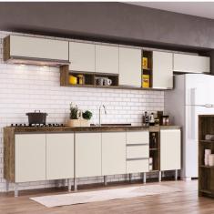 Cozinha Completa 3 Balções 3 Armários Aéreos e 2 Nichos Athena IRM Itaúba/Off White