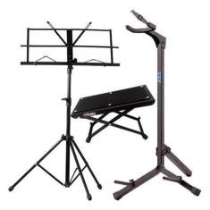 Kit Suporte Violão Ask G3S + Estante Partitura + Descanço Pé