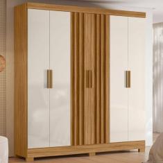 Guarda Roupa 6 Portas 2 Gavetas Moval Valença Freijo/off White