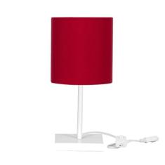 Abajur Eros Cilindrico Vermelho Base Toda Branca Quadrada - MARRYLUZ