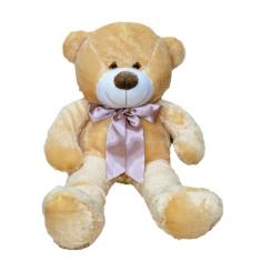 Urso De Pelúcia Na Cor Doce DE Leite Super Macio 50 Cm - Com Laço Colo