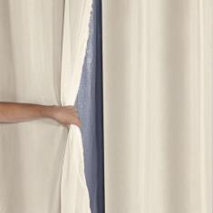 Cortina Blackout PVC prata com Voil 2,80 m x 1,60 m Bege - Bordados Sa
