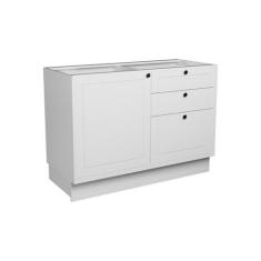 Balcão de Cozinha sem Tampo Évora 1 PT 3 GV Branco Ártico - Modern