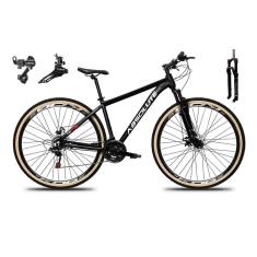 Bicicleta Aro 29 Absolute Nero 5 Alumínio 24v Câmbios Shimano Suspensão 100mm Trava Pneus C/ Faixa-Unissex