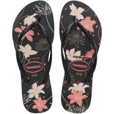 Chinelo Feminino Havaianas Slim Organic Preto/Cinza 38