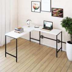 Mesa De Escritório Em L Estilo Industrial 135x140cm Active Branco Chess-preto